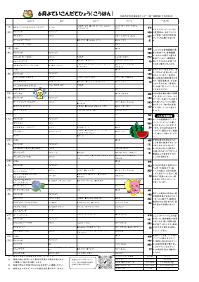第一⑥ 予定献立表.pdfの2ページ目のサムネイル